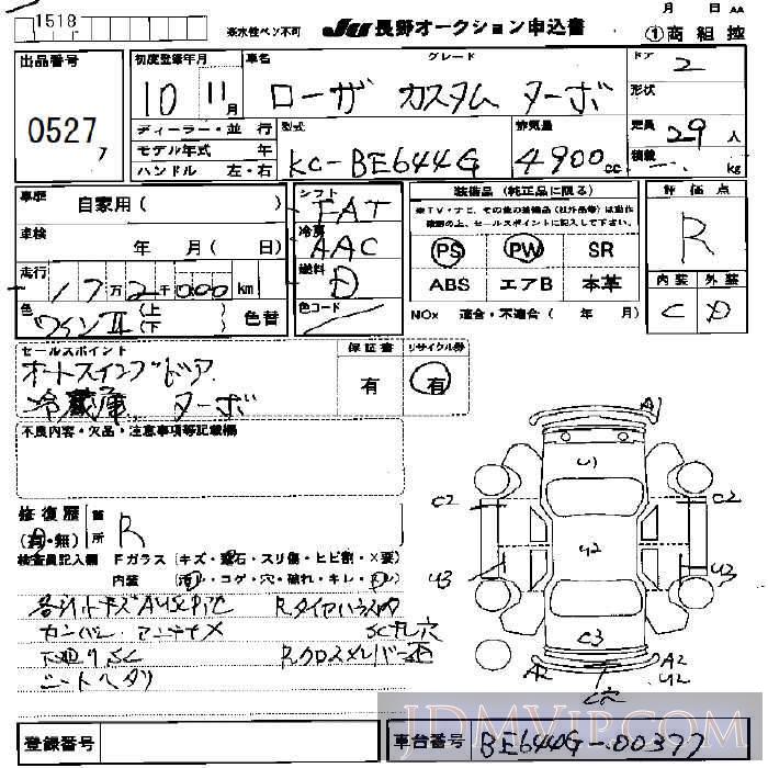 1998 MITSUBISHI ROSA  BE644G - 527 - JU Nagano
