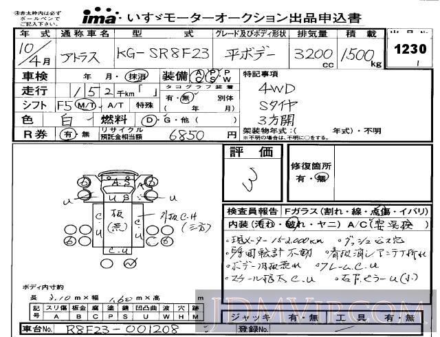 1998 NISSAN ATLAS TRUCK  SR8F23 - 1230 - Isuzu Kobe