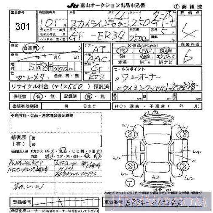 1998 NISSAN SKYLINE 250GT-t_ ER34 - 301 - JU Toyama