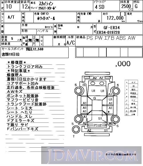 1998 NISSAN SKYLINE 25GT-X ER34 - 211 - NAA Tokyo Nyusatsu