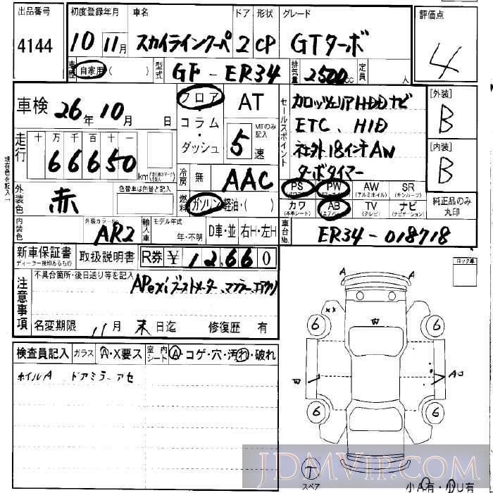 1998 NISSAN SKYLINE GT_ ER34 - 4144 - LAA Okayama