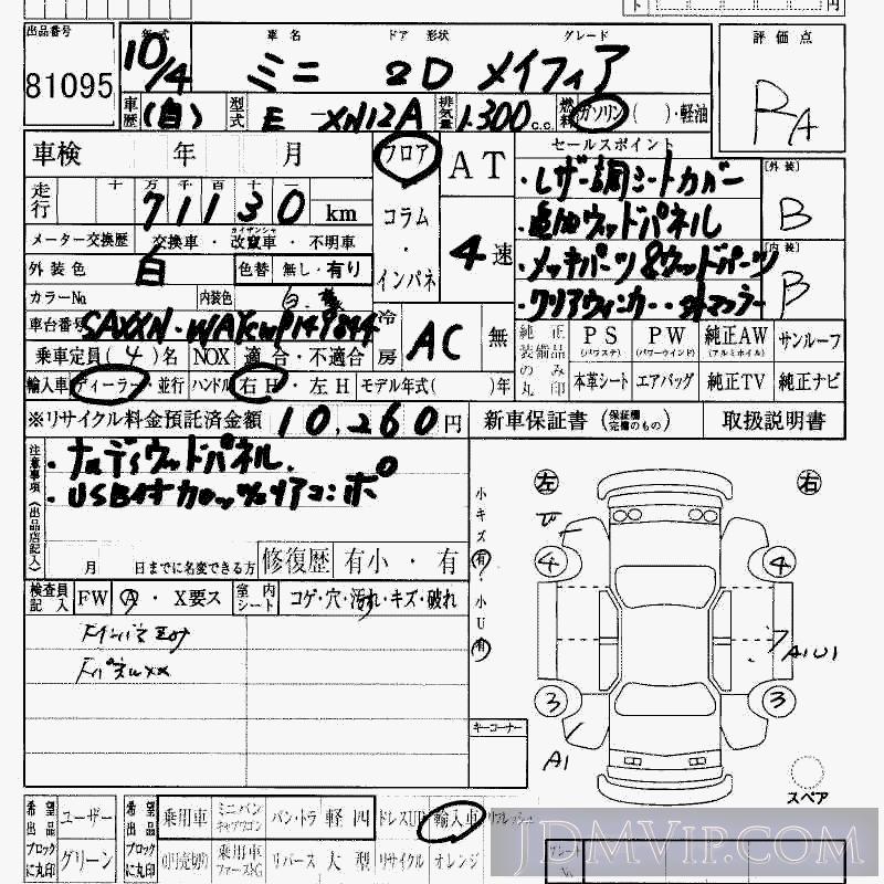 1998 ROVER ROVER MINI  XN12A - 81095 - HAA Kobe