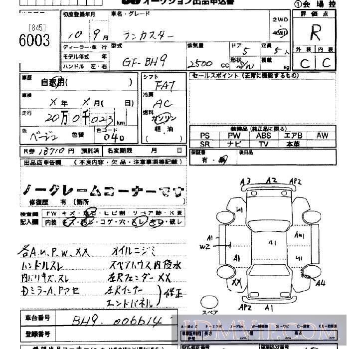 1998 SUBARU LEGACY  BH9 - 6003 - JU Yamanashi