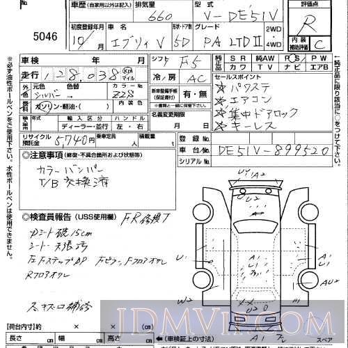 1998 SUZUKI EVERY PA_LTD2 DE51V - 5046 - USS Saitama