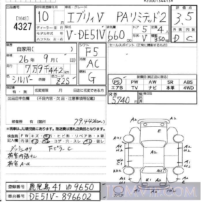 1998 SUZUKI EVERY PA_LTD_II DE51V - 4327 - JU Fukuoka