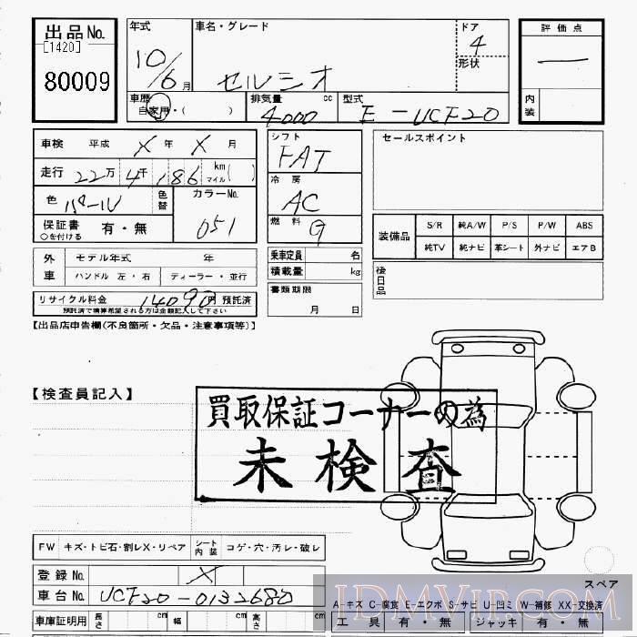 1998 TOYOTA CELSIOR  UCF20 - 80009 - JU Gifu