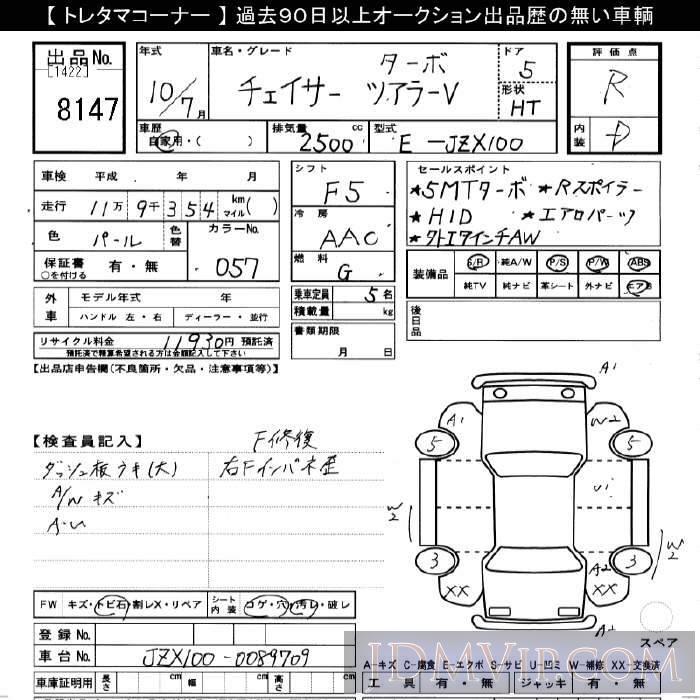 1998 TOYOTA CHASER V_TB JZX100 - 8147 - JU Gifu