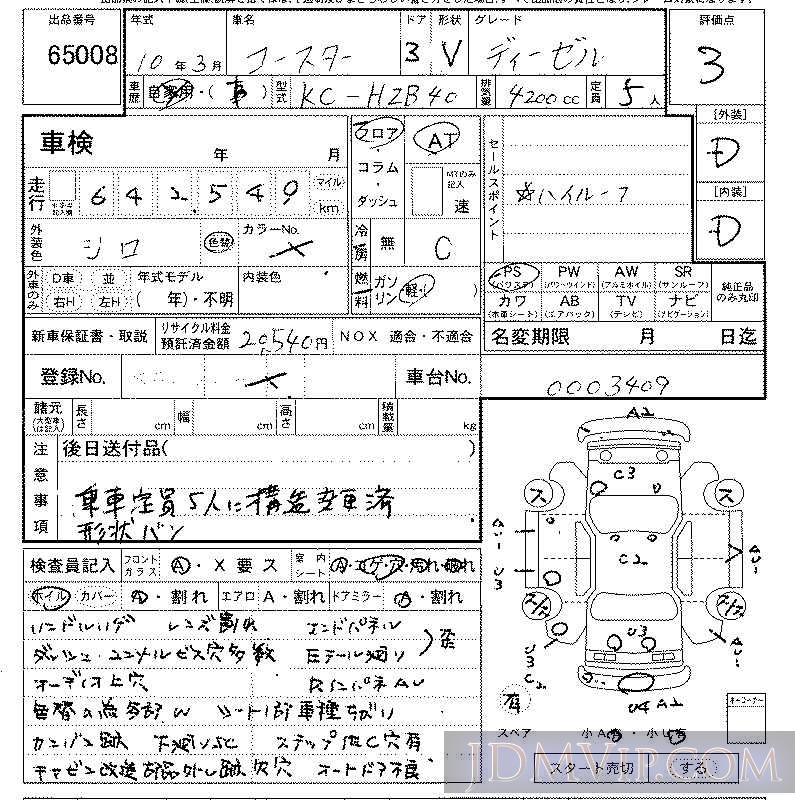 1998 TOYOTA COASTER  HZB40 - 65008 - LAA Kansai