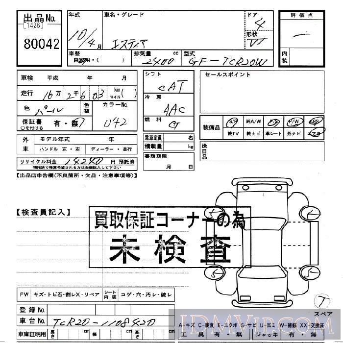 1998 TOYOTA ESTIMA  TCR20W - 80042 - JU Gifu