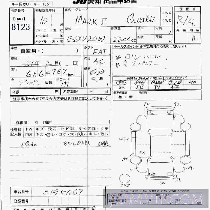 1998 TOYOTA MARK II WAGON  SXV20W - 8123 - JU Aichi