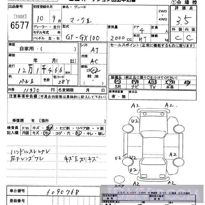 1998 TOYOTA MARK II  GX100 - 6577 - JU Saitama