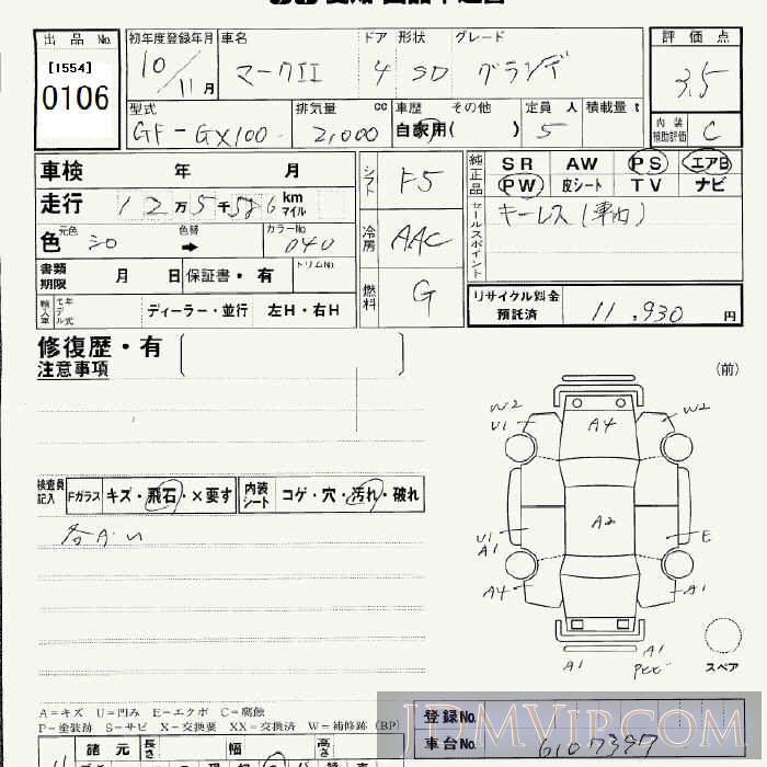 1998 TOYOTA MARK II  GX100 - 106 - JU Aichi
