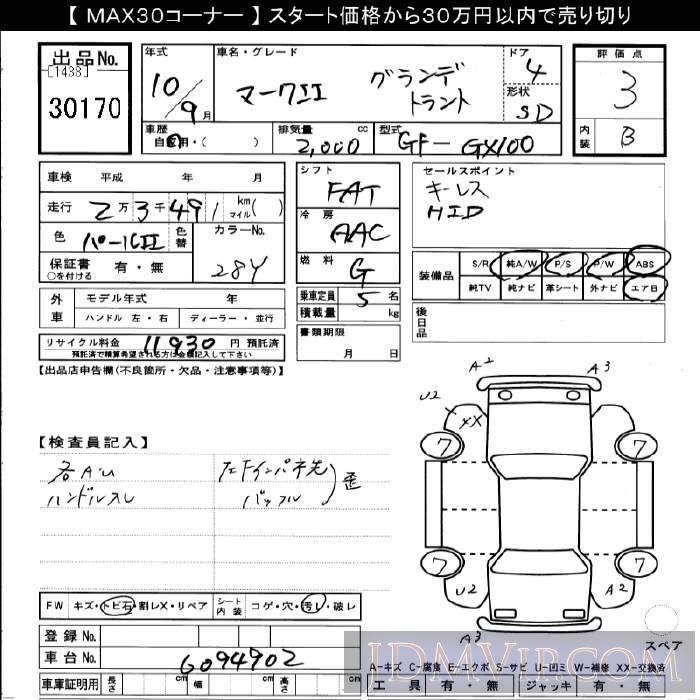1998 TOYOTA MARK II  GX100 - 30170 - JU Gifu