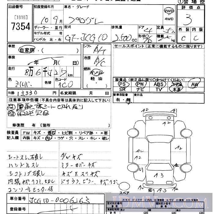 1998 TOYOTA PROGRES  JCG10 - 7354 - JU Saitama