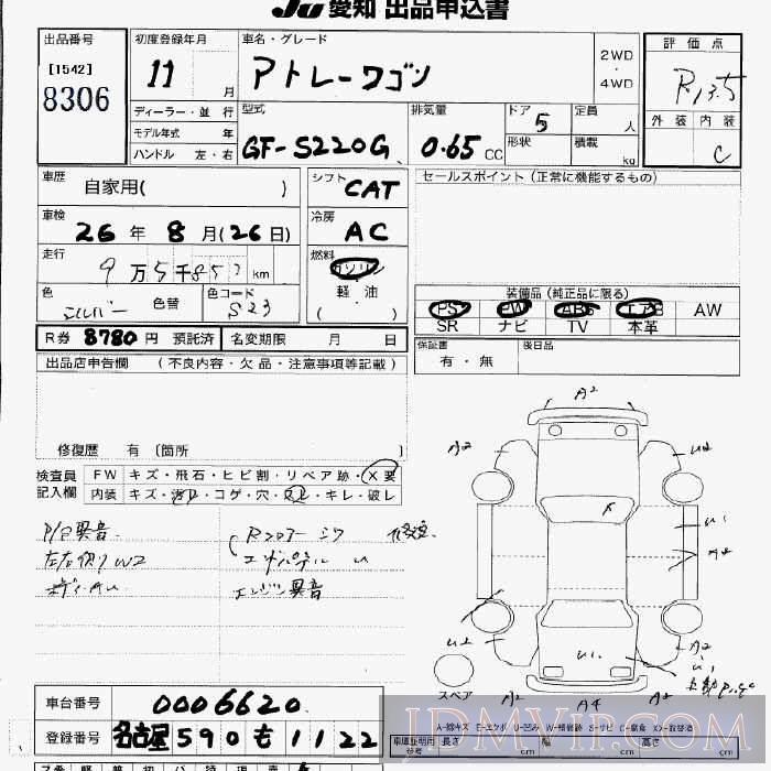 1999 DAIHATSU ATRAI WAGON  S220G - 8306 - JU Aichi