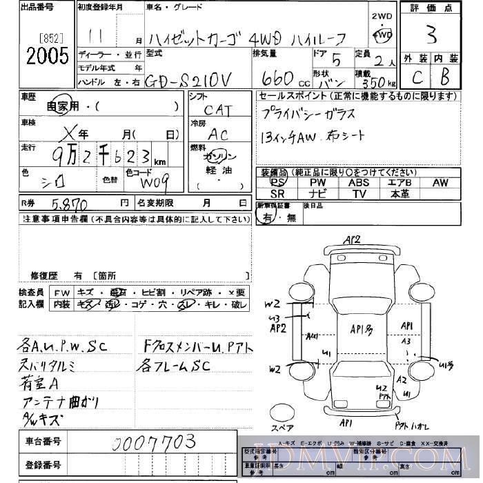 1999 DAIHATSU HIJET VAN 4WD_ S210V - 2005 - JU Yamanashi