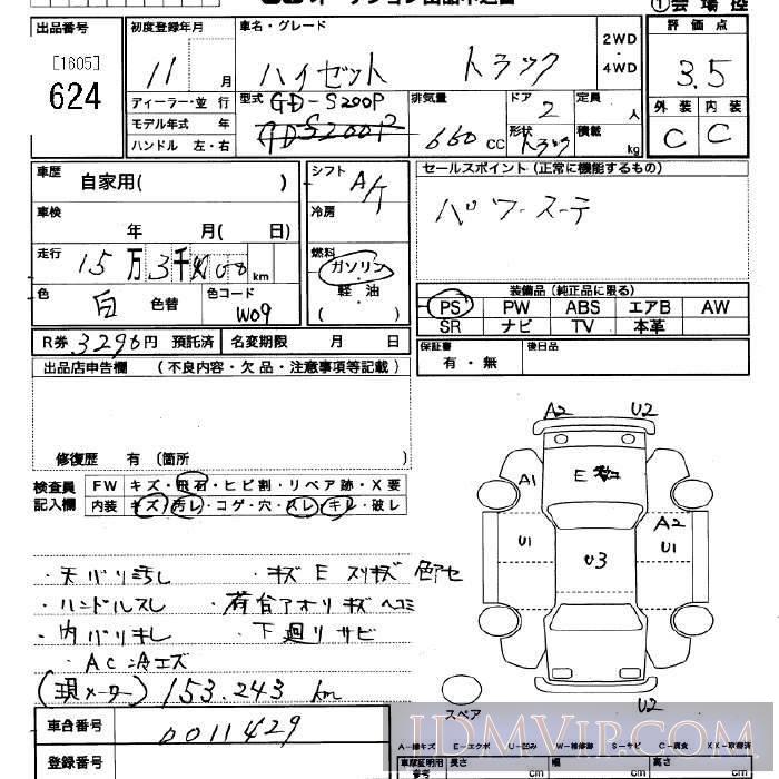 1999 DAIHATSU HIJET VAN  S200P - 624 - JU Saitama