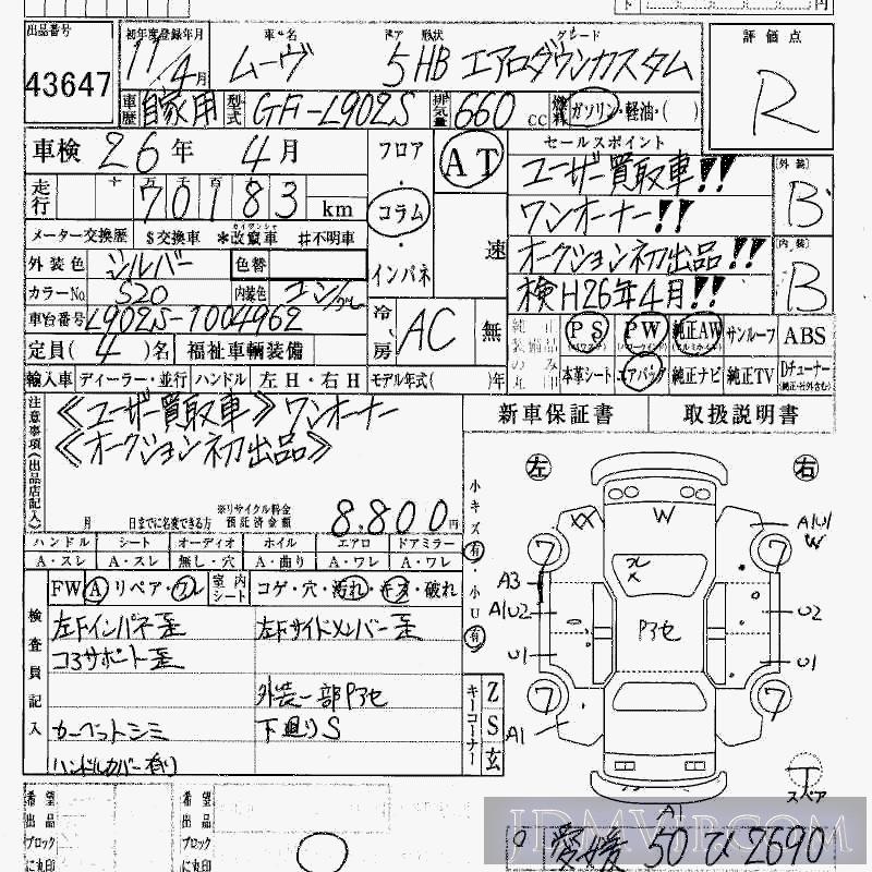 1999 DAIHATSU MOVE E L902S - 43647 - HAA Kobe