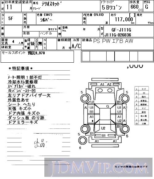 1999 DAIHATSU TERIOS KID  J111G - 7013 - NAA Tokyo Nyusatsu