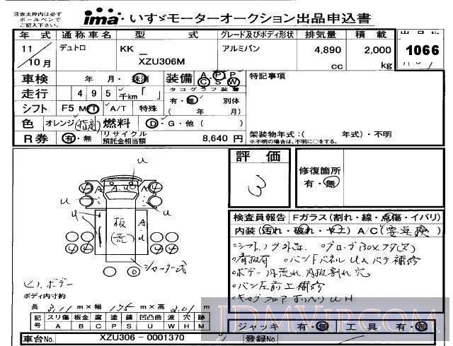 1999 HINO HINO DUTORO  XZU306M - 1066 - Isuzu Kobe
