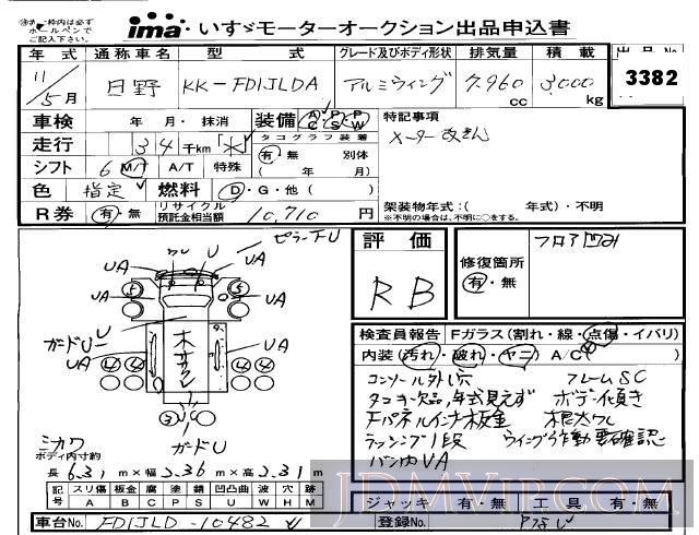 1999 HINO HINO RANGER  FD1JLDA - 3382 - Isuzu Kobe