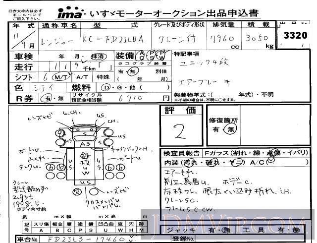 1999 HINO HINO RANGER  FD2JLBA - 3320 - Isuzu Kobe