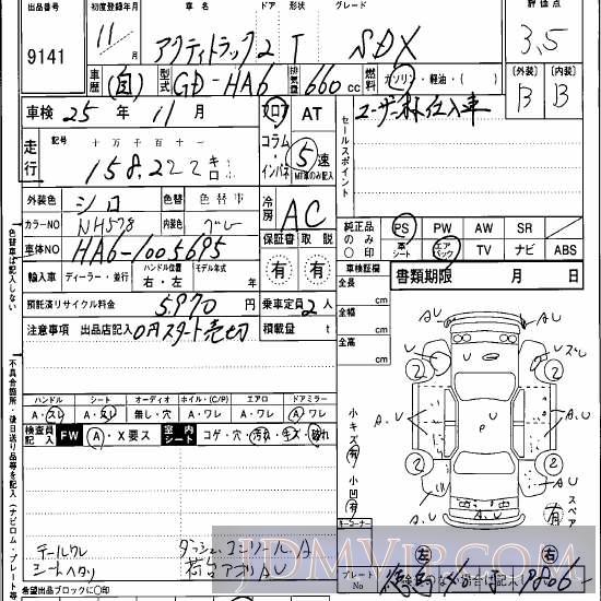 1999 HONDA ACTY TRUCK SDX HA6 - 9141 - Hanaten Osaka
