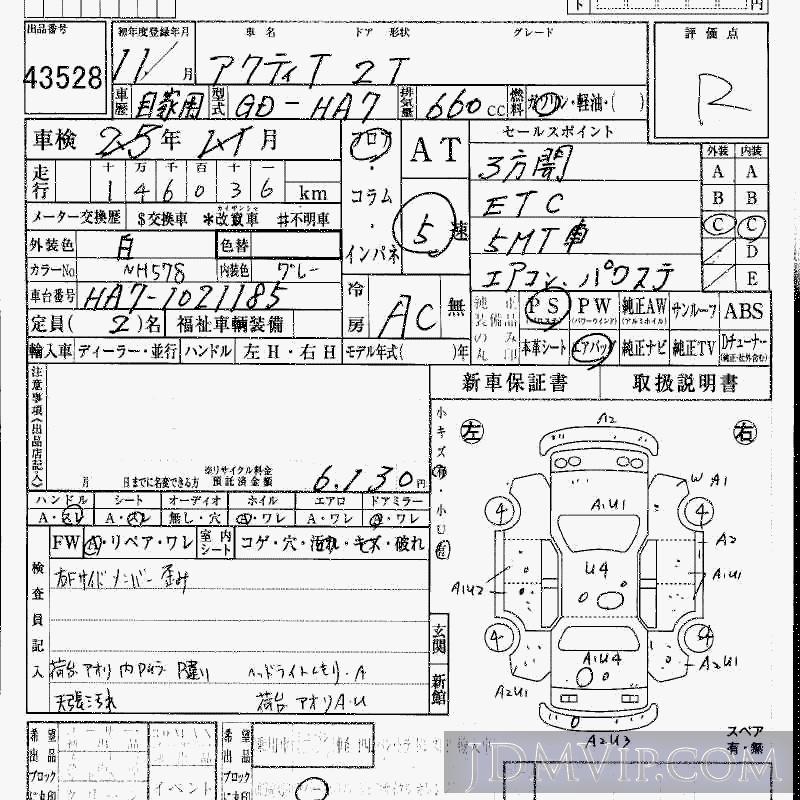 1999 HONDA ACTY TRUCK  HA7 - 43528 - HAA Kobe
