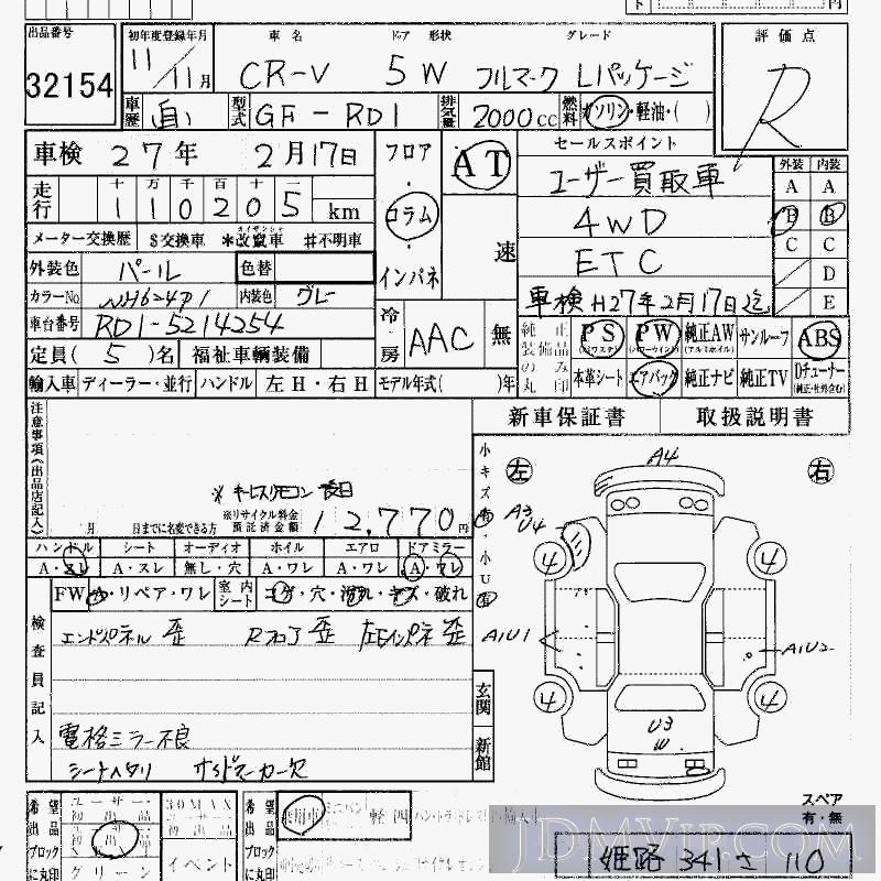 1999 HONDA CR-V -_L RD1 - 32154 - HAA Kobe