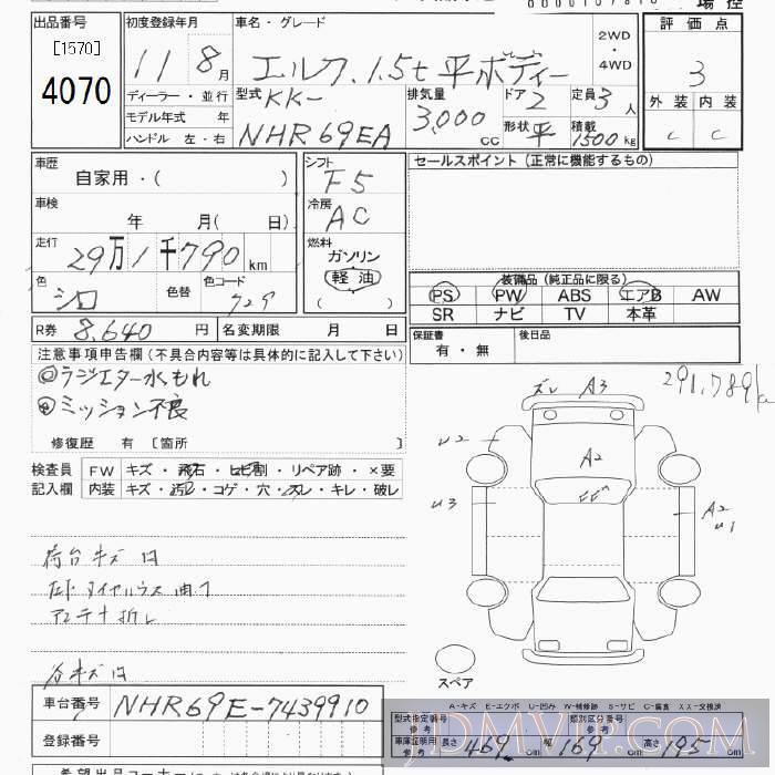 1999 ISUZU ELF TRUCK 1.5t_ NHR69EA - 4070 - JU Tokyo