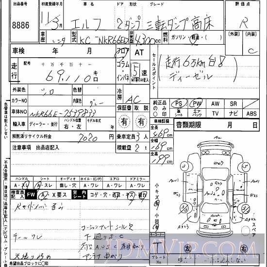 1999 ISUZU ELF TRUCK 3 NKR66ED - 8886 - Hanaten Osaka