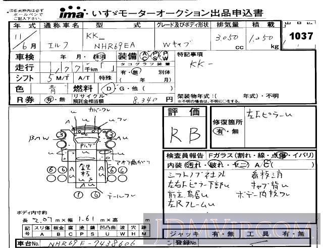 1999 ISUZU ELF TRUCK  NHR69EA - 1037 - Isuzu Kobe