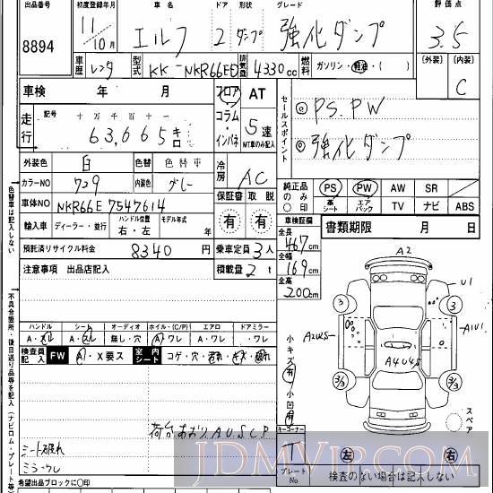 1999 ISUZU ELF TRUCK  NKR66ED - 8894 - Hanaten Osaka