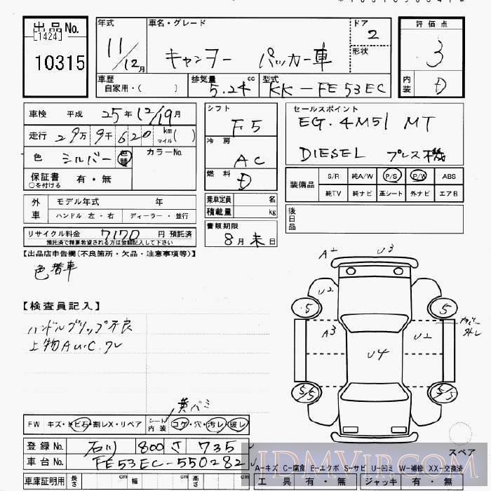 1999 MITSUBISHI CANTER TRUCK  FE53EC - 10315 - JU Gifu