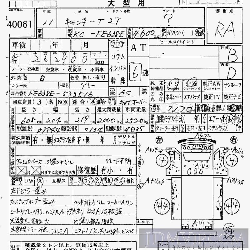 1999 MITSUBISHI CANTER TRUCK  FE638E - 40061 - HAA Kobe