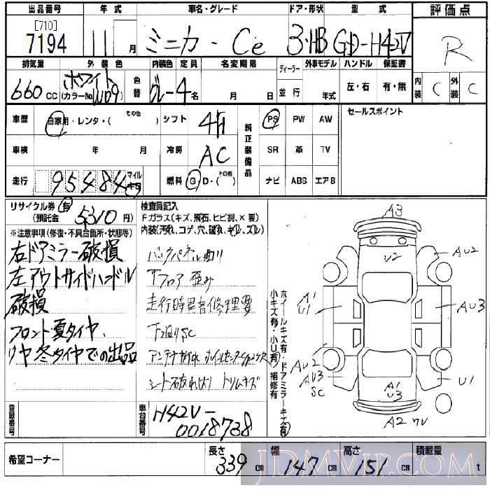 1999 MITSUBISHI MINICA CE H42V - 7194 - BCN