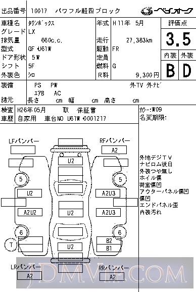 1999 MITSUBISHI TOWNBOX LX U61W - 10017 - BAYAUC