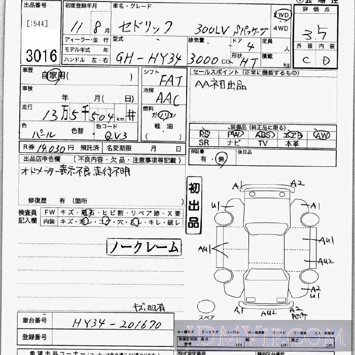 1999 NISSAN CEDRIC LV_S HY34 - 3016 - JU Kanagawa