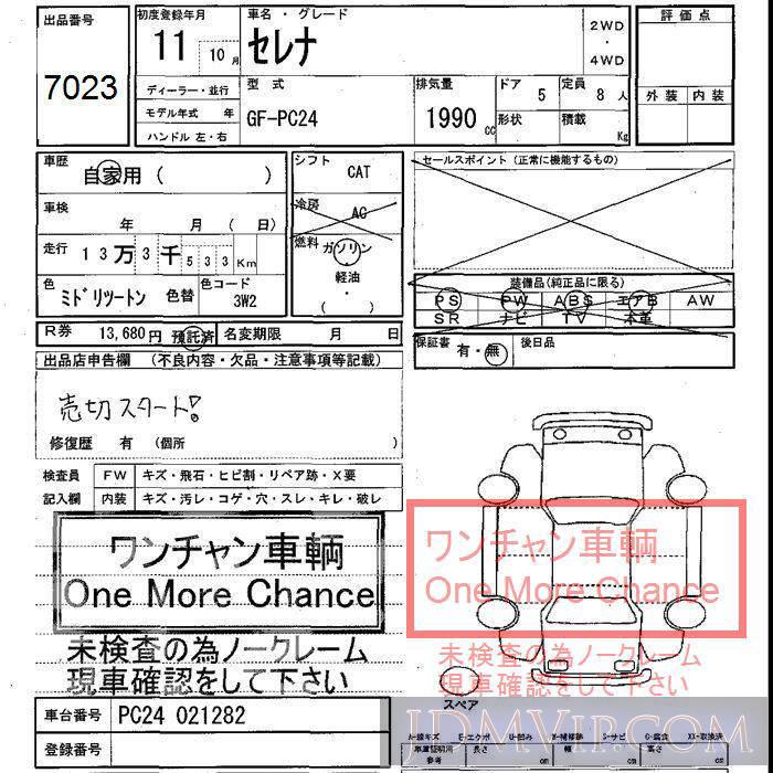 1999 NISSAN SERENA  PC24 - 7023 - JU Shizuoka