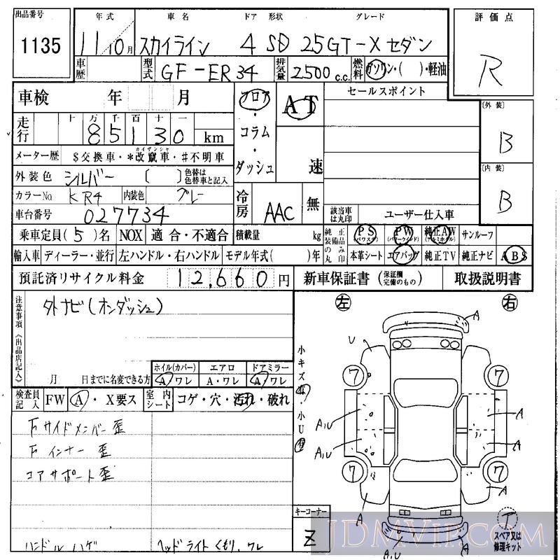 1999 NISSAN SKYLINE 25GT-X_ ER34 - 1135 - IAA Osaka