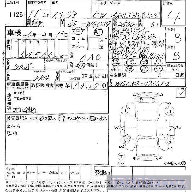 1999 NISSAN STAGEA 25RS_PKG WGC34 - 1126 - LAA Shikoku