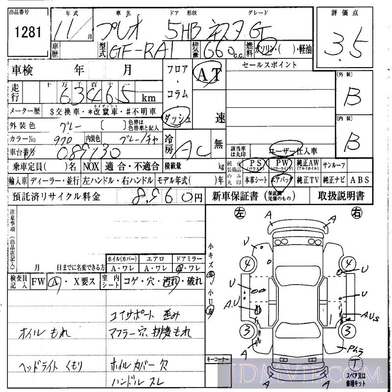 1999 SUBARU PLEO G RA1 - 1281 - IAA Osaka