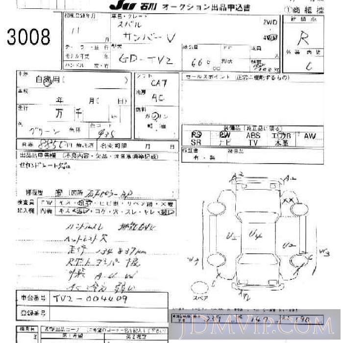 1999 SUBARU SAMBAR 4WD TV2 - 3008 - JU Ishikawa