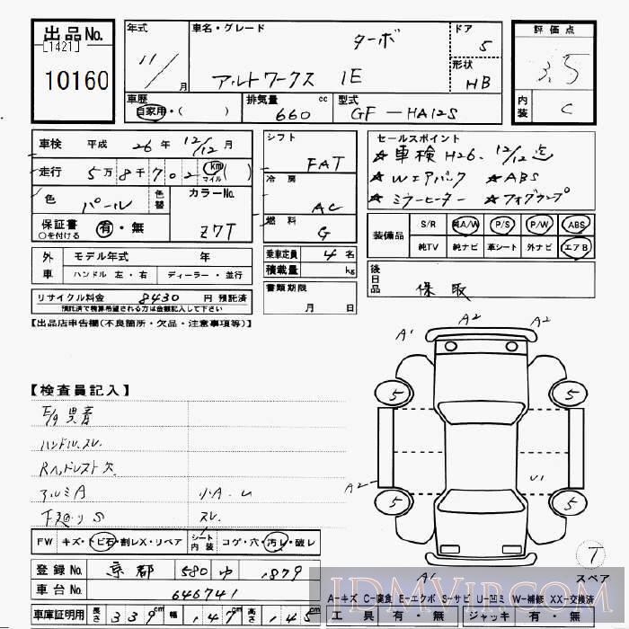 1999 SUZUKI ALTO ie HA12S - 10160 - JU Gifu