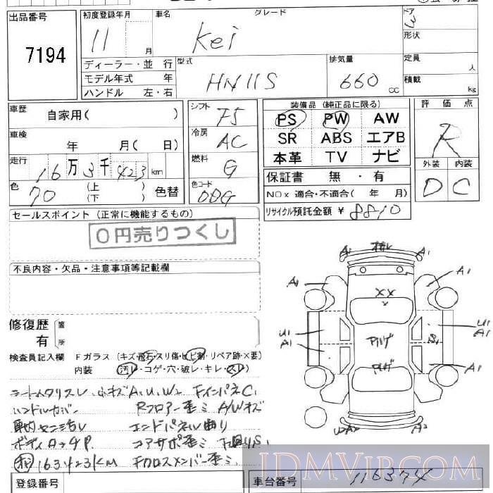 1999 SUZUKI KEI  HN11S - 7194 - JU Fukushima