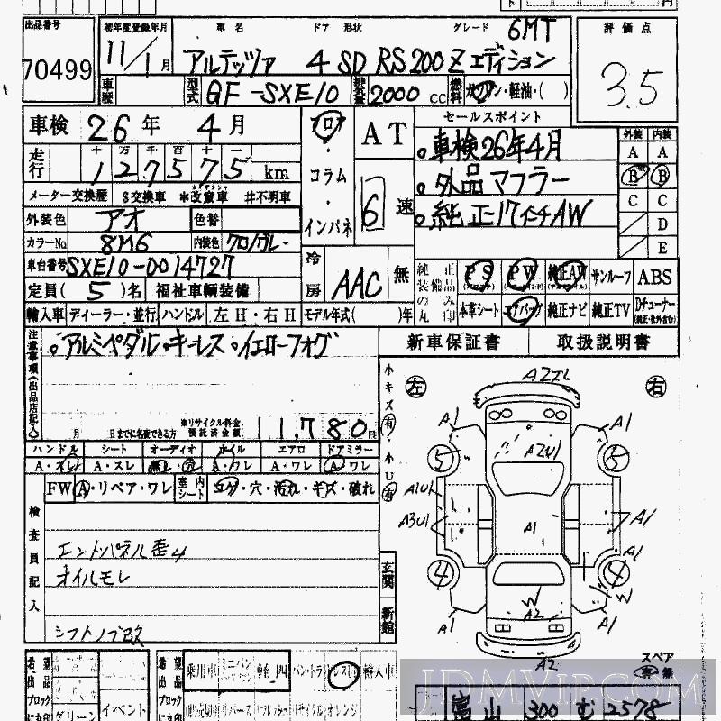 1999 TOYOTA ALTEZZA RS200_Z-ED_6MT SXE10 - 70499 - HAA Kobe