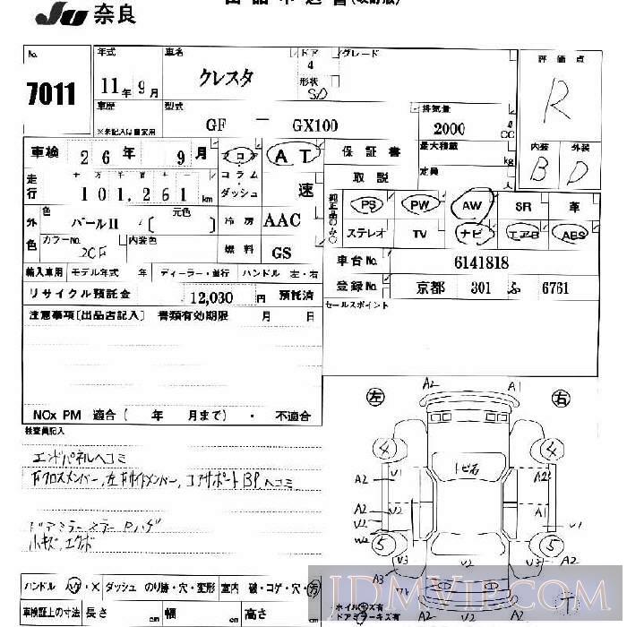 1999 TOYOTA CRESTA  GX100 - 7011 - JU Nara