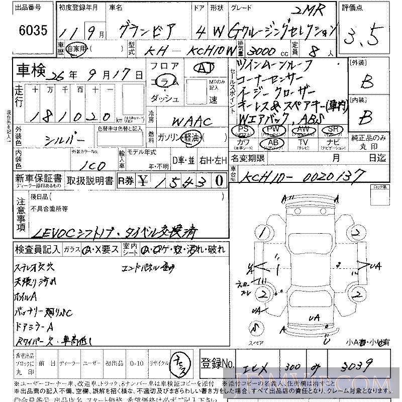 1999 TOYOTA GRANVIA G_ KCH10W - 6035 - LAA Shikoku