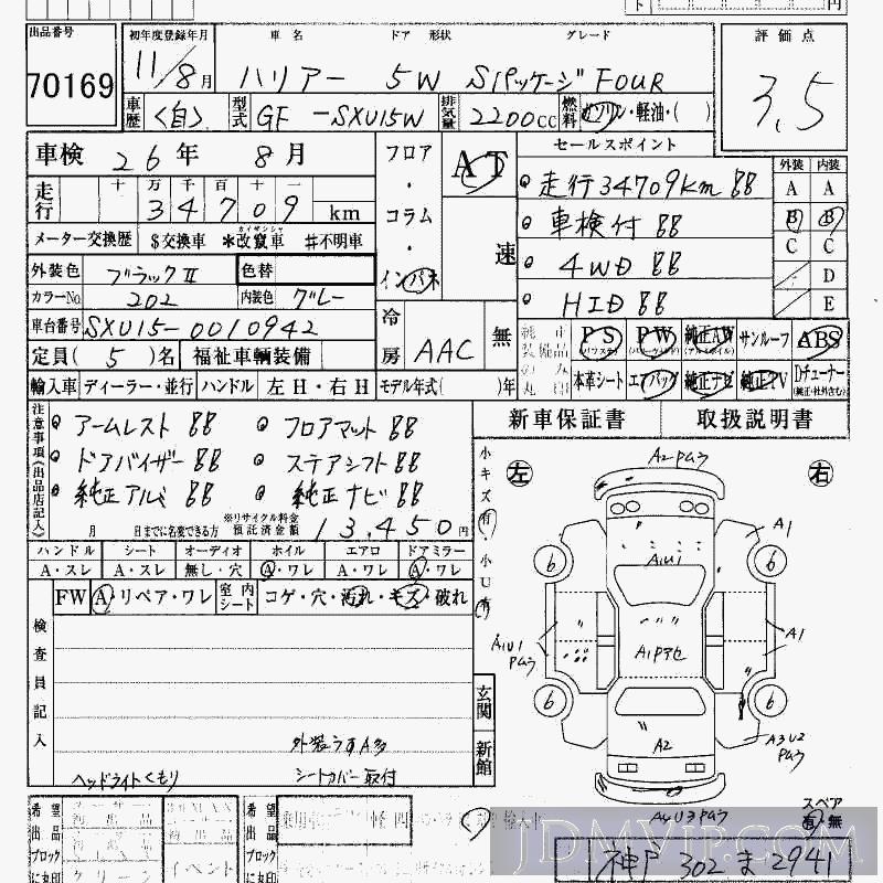 1999 TOYOTA HARRIER S-_FOUR SXU15W - 70169 - HAA Kobe