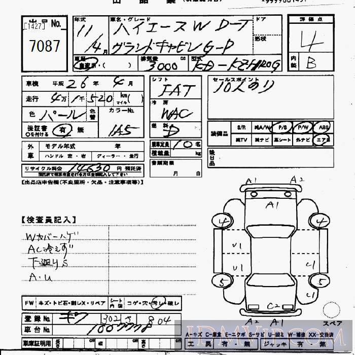 1999 TOYOTA HIACE G-p_D-T KZH120G - 7087 - JU Gifu